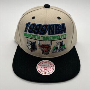 Minnesota Timberwolves Hat Cap Snapback One Size Tan Mitchell & Ness NBA NWT